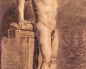 欧仁德拉克洛瓦 - Male Academy Figure, probably Polonais, standing